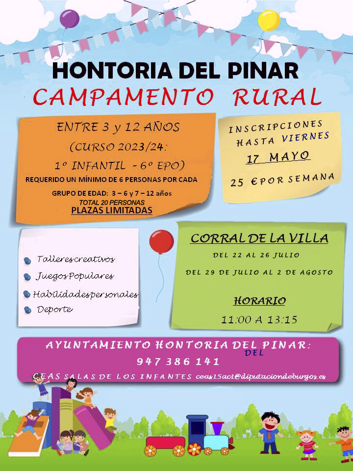 CAMPAMENTOS RURALES HONTORIA DEL PINAR Y NAVAS DEL PINAR, verano 2024