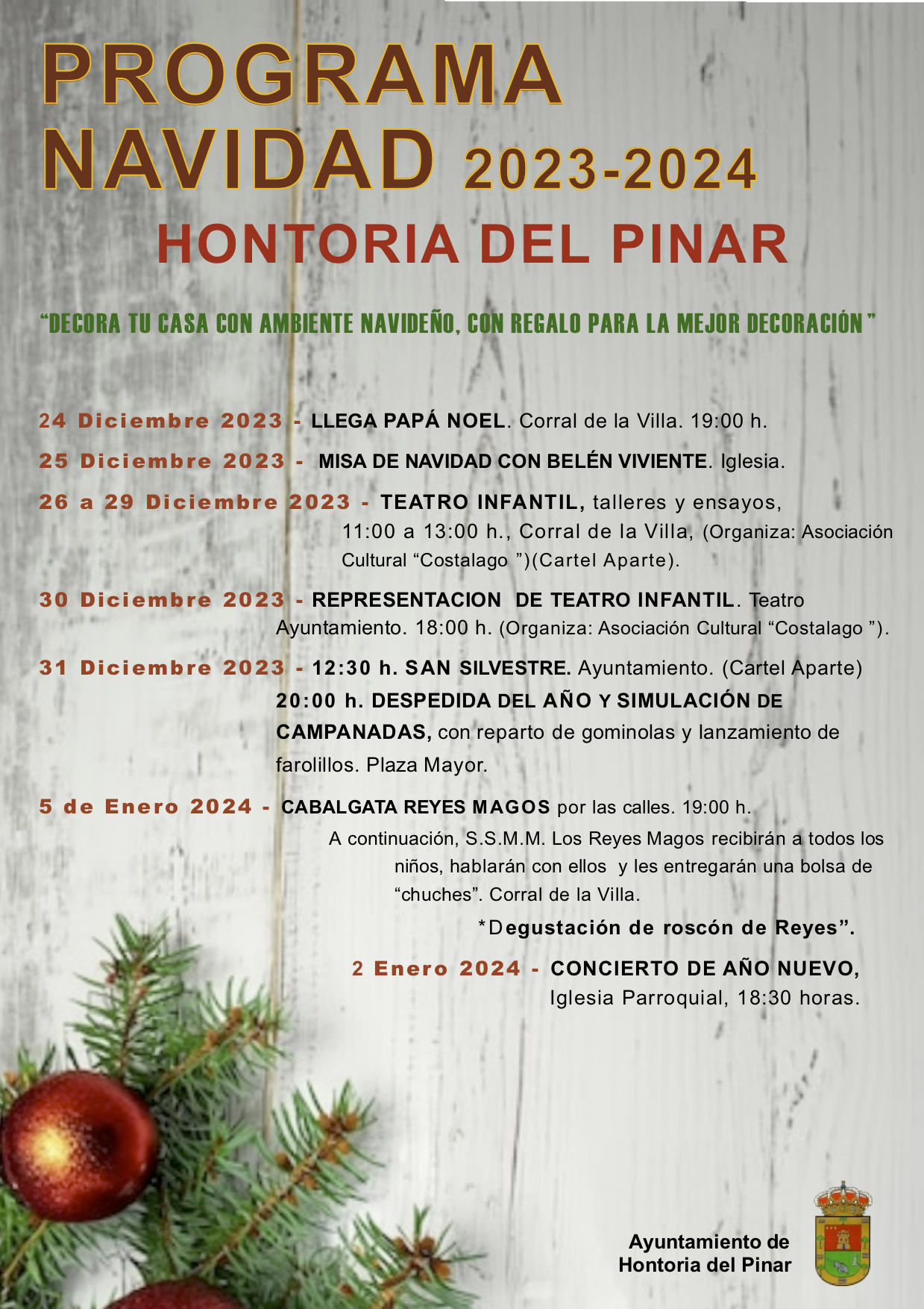 PROGRAMA DE ACTIVIDADES NAVIDAD 2023-24